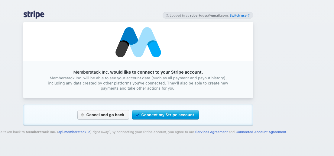 Stripe connect to Memberstack