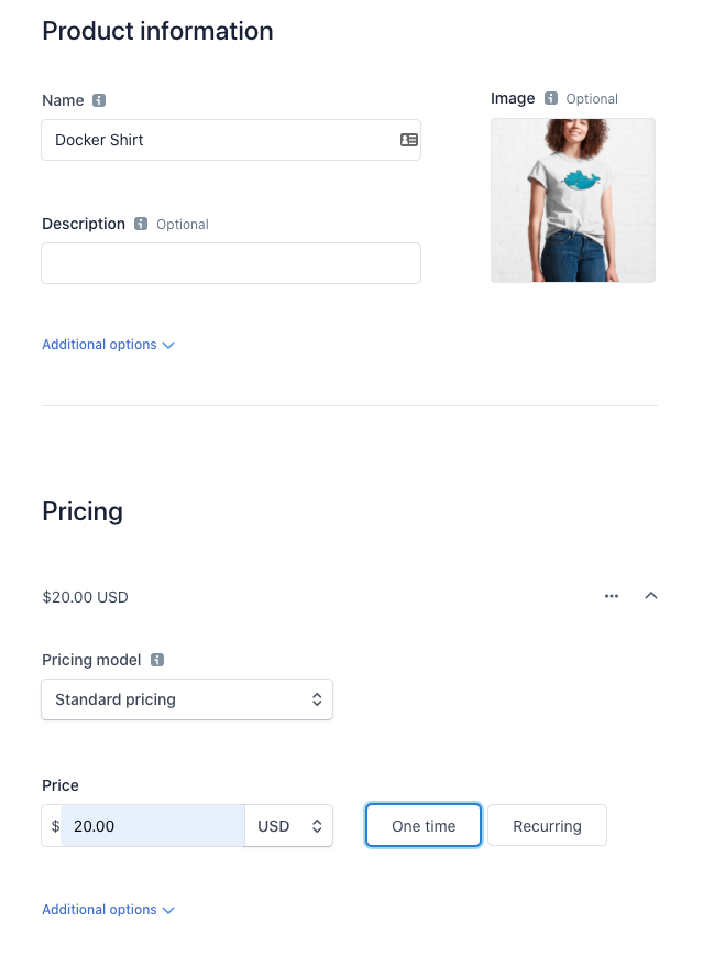 Stripe product information