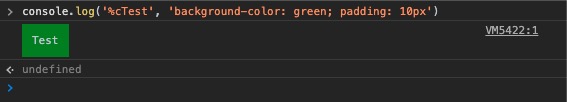 Console.log statement green