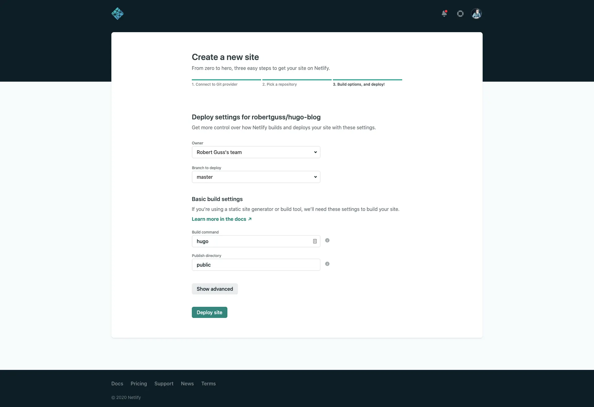 Netlify Deploy Settings