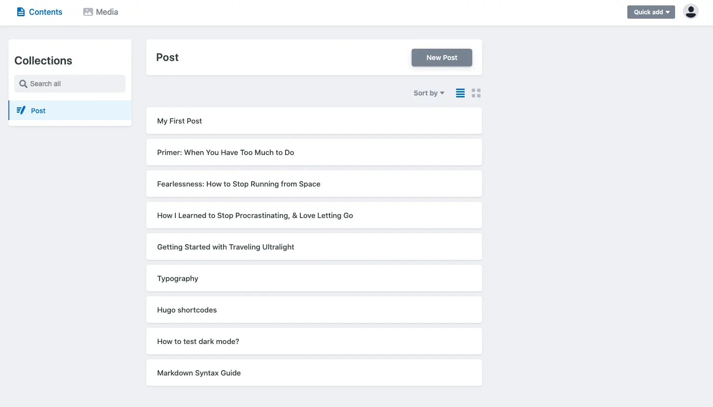 Netlify CMS Dashboard