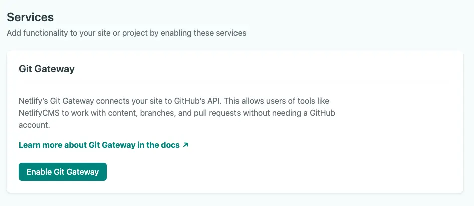 Netlify Enable Git Gateway